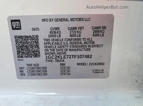 1GC2KLE72TF107482 2026 CHEVROLET SILVERADO White Շարժիչի բաժամունքի տեսք