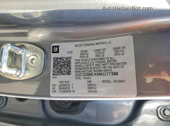 1GCGSBEA5M1177388 2021 CHEVROLET COLORADO Silver Engine compartment view