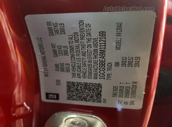 1GCGSBEA9M1112169 2021 CHEVROLET COLORADO Red Вид підкапотного простору
