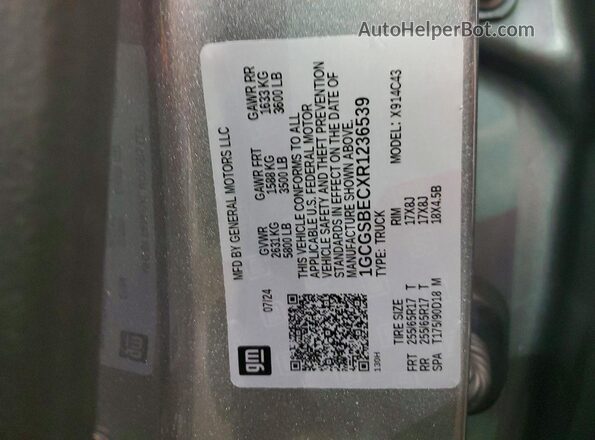 1GCGSBECXR1236539 2024 CHEVROLET COLORADO Gray Widok naklejki z numerem VIN