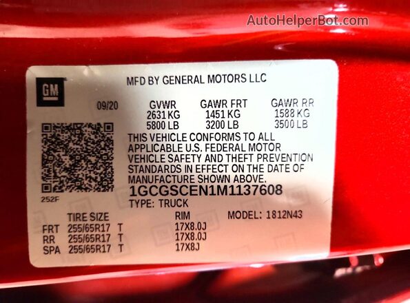 1GCGSCEN1M1137608 2021 CHEVROLET COLORADO Maroon Widok komory silnika