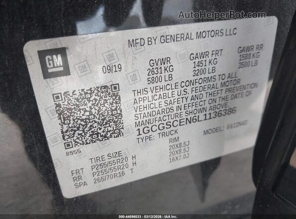 1GCGSCEN6L1136386 2020 CHEVROLET COLORADO Black Widok komory silnika