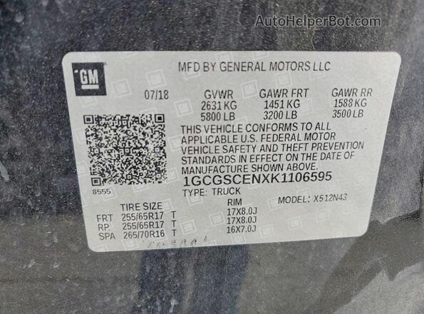 1GCGSCENXK1106595 2019 CHEVROLET COLORADO Black 