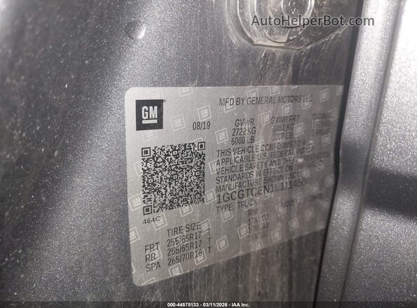 1GCGTCEN1L1114504 2020 CHEVROLET COLORADO Gray Vista del compartimento del motor