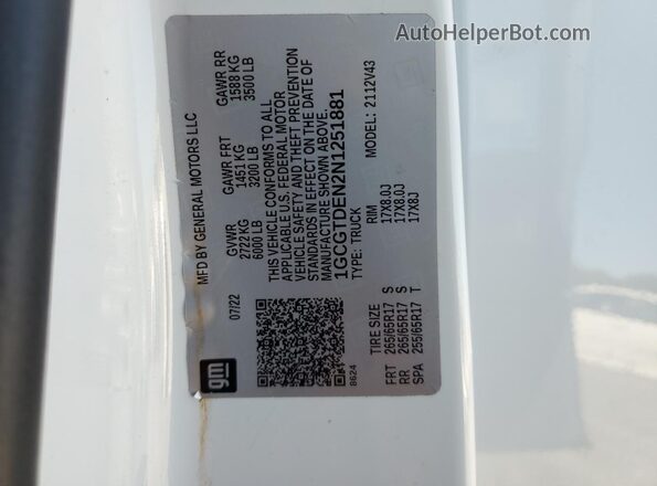 1GCGTDEN2N1251881 2022 CHEVROLET COLORADO Белый Вид подкапотного пространства
