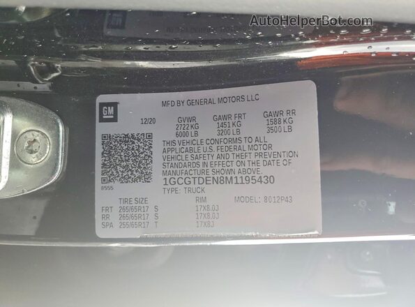 1GCGTDEN8M1195430 2021 CHEVROLET COLORADO Black Widok komory silnika
