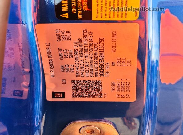 1GCHSCEN8M1161750 2021 CHEVROLET COLORADO Blue Engine compartment view