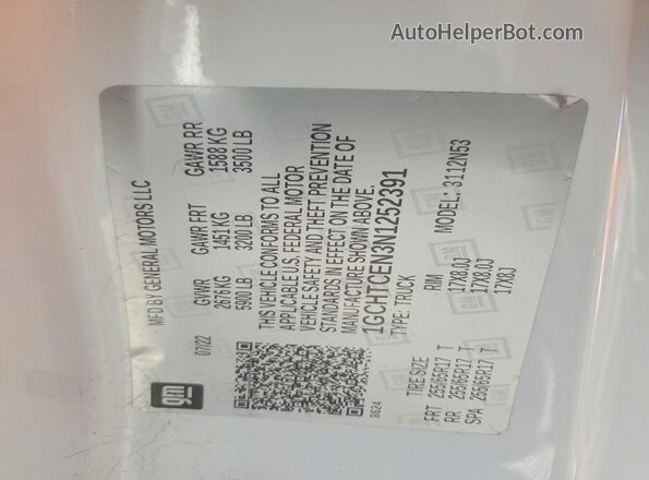 1GCHTCEN3N1252391 2022 CHEVROLET COLORADO White Widok komory silnika