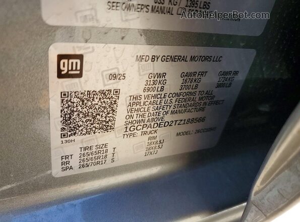 1GCPADED2TZ188566 2026 CHEVROLET SILVERADO Gray Engine compartment view