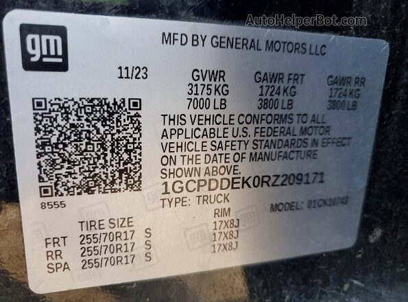 1GCPDDEK0RZ209171 2024 CHEVROLET SILVERADO Black 