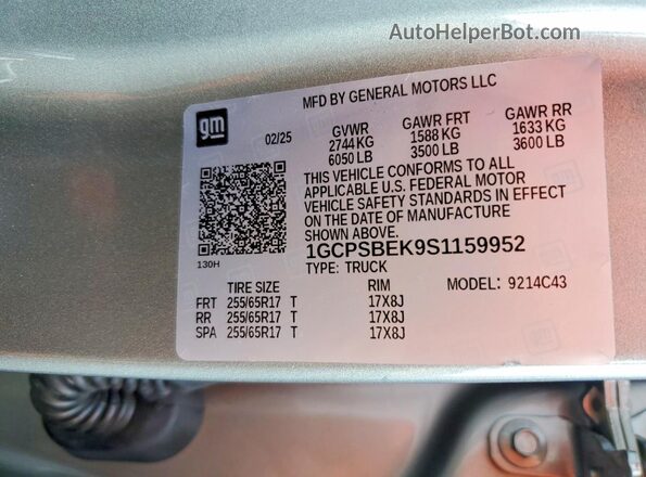 1GCPSBEK9S1159952 2025 CHEVROLET COLORADO Silver 
