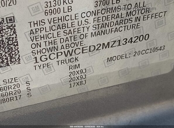 1GCPWCED2MZ134200 2021 CHEVROLET SILVERADO Gray Вид підкапотного простору