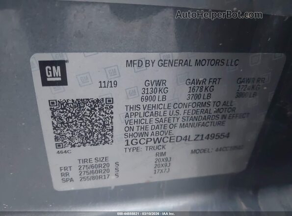 1GCPWCED4LZ149554 2020 CHEVROLET SILVERADO Gray Engine compartment view