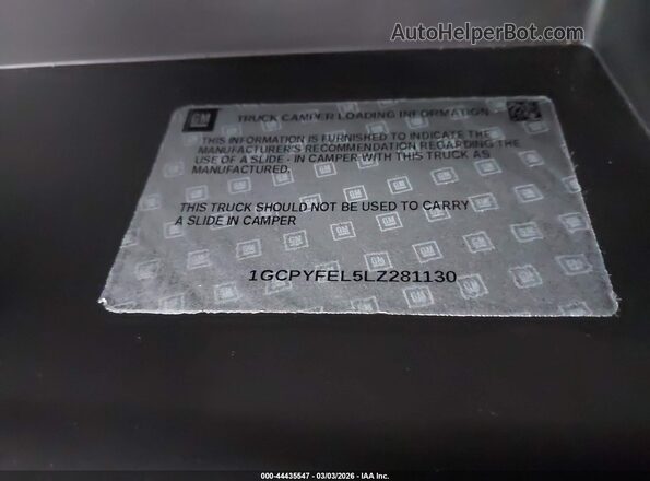 1GCPYFEL5LZ281130 2020 CHEVROLET SILVERADO Черный Вид подкапотного пространства