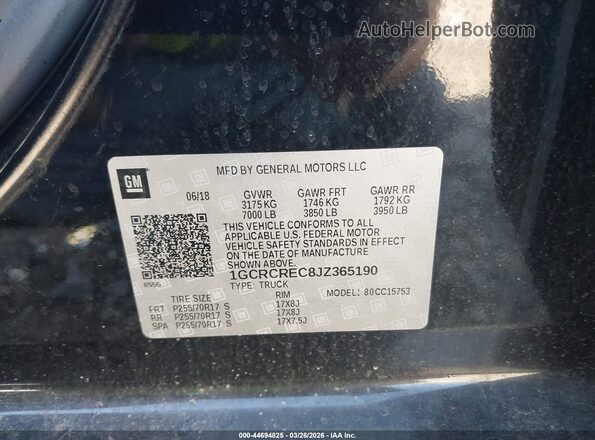 1GCRCREC8JZ365190 2018 CHEVROLET SILVERADO Black Engine compartment view