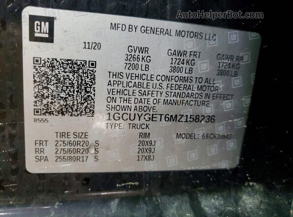 1GCUYGET6MZ158236 2021 CHEVROLET SILVERADO Black Շարժիչի բաժամունքի տեսք