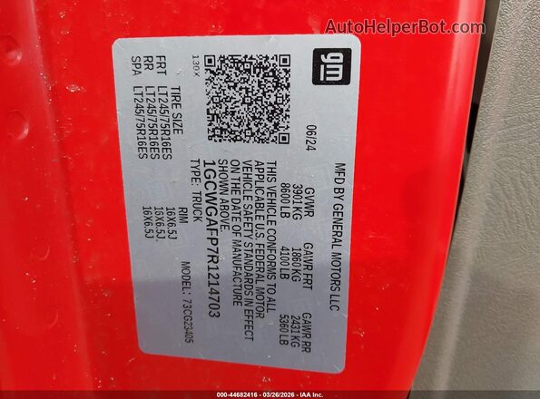 1GCWGAFP7R1214703 2024 CHEVROLET EXPRESS Red 