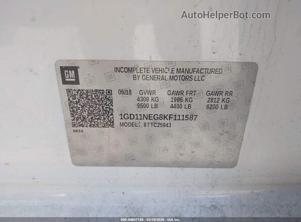 1GD11NEG8KF111587 2019 GMC SIERRA Белый 