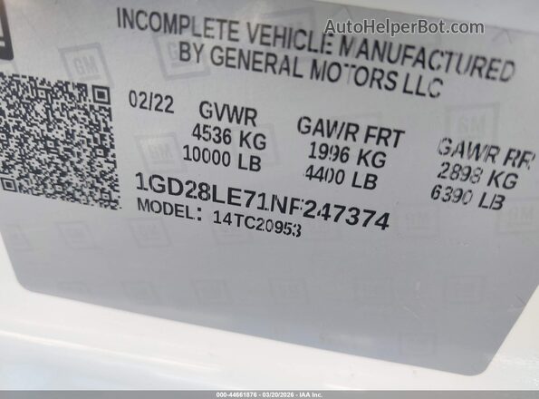 1GD28LE71NF247374 2022 GMC SIERRA White Vista del compartimento del motor