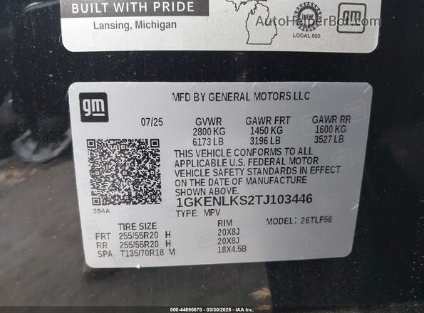 1GKENLKS2TJ103446 2026 GMC ACADIA Черный Вид подкапотного пространства
