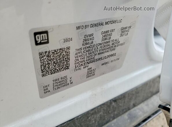 1GKENRRS9SJ120901 2025 GMC ACADIA White სალონის 360-გრადუსიანი ხედი