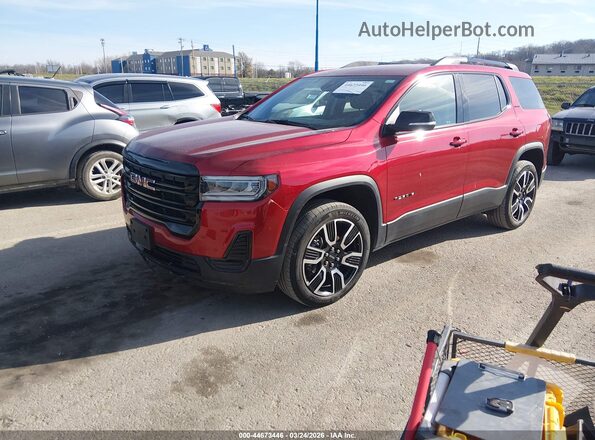 1GKKNKLSXMZ180760 2021 GMC ACADIA Red Առջևի ձախ երեք քառորդ տեսարան
