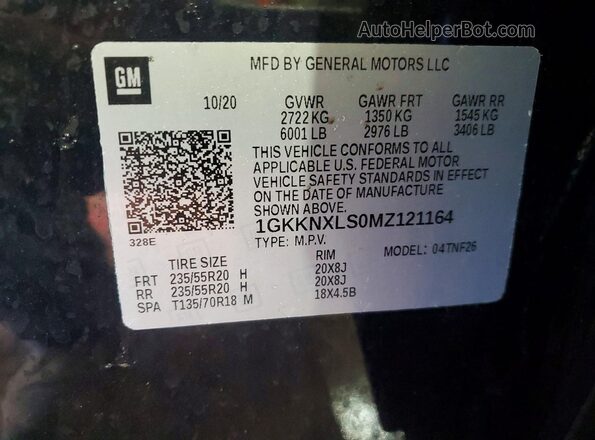 1GKKNXLS0MZ121164 2021 GMC ACADIA Black 
