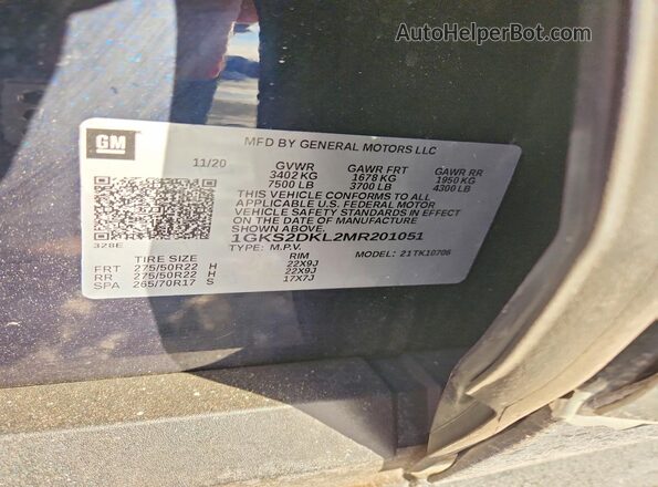 1GKS2DKL2MR201051 2021 GMC YUKON Синий Вид подкапотного пространства