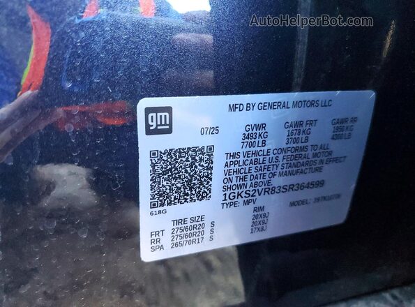 1GKS2VR83SR364599 2025 GMC YUKON Black Engine compartment view