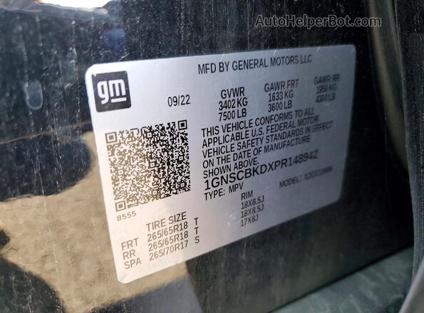 1GNSCBKDXPR148942 2023 CHEVROLET SUBURBAN Black Widok wnętrza 360 stopni