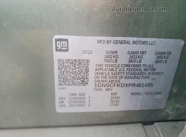 1GNSCFKDXPR461495 2023 CHEVROLET SUBURBAN Silver 