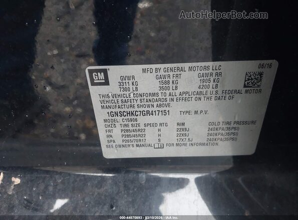 1GNSCHKC7GR417151 2016 CHEVROLET SUBURBAN Black Vista del compartimento del motor