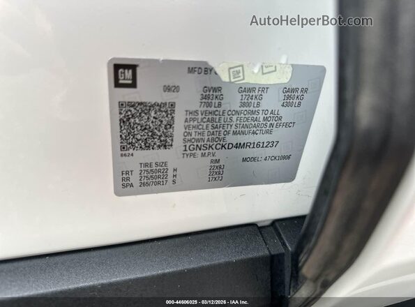 1GNSKCKD4MR161237 2021 CHEVROLET SUBURBAN White Widok komory silnika