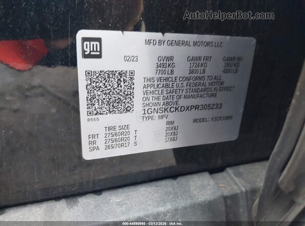 1GNSKCKDXPR305233 2023 CHEVROLET SUBURBAN Black Շարժիչի բաժամունքի տեսք