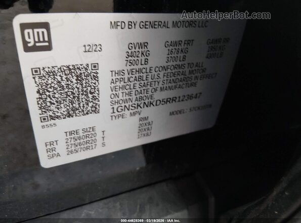 1GNSKNKD5RR123647 2024 CHEVROLET TAHOE Black Widok komory silnika