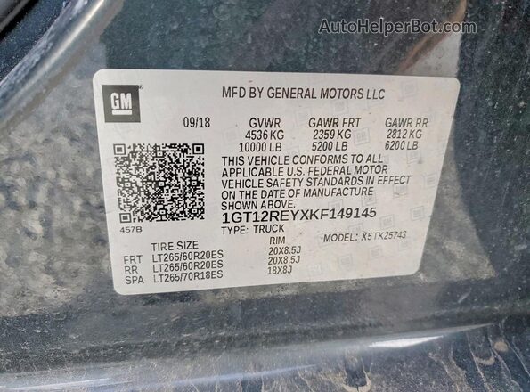1GT12REYXKF149145 2019 GMC SIERRA Charcoal Вид підкапотного простору