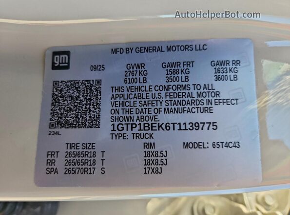 1GTP1BEK6T1139775 2026 GMC CANYON Beige Widok komory silnika