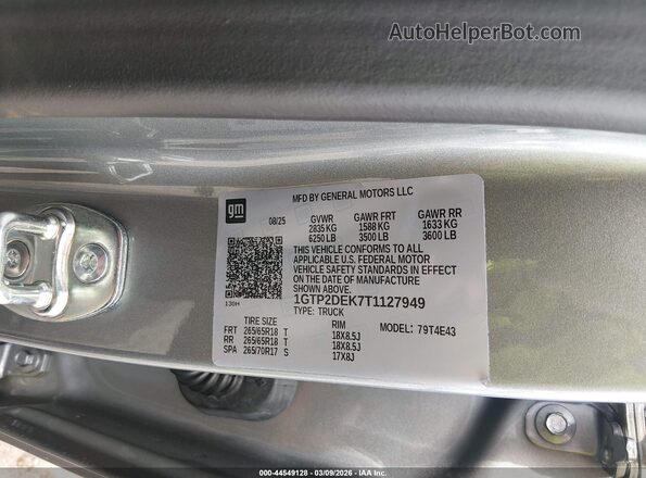 1GTP2DEK7T1127949 2026 GMC CANYON Gray Շարժիչի բաժամունքի տեսք