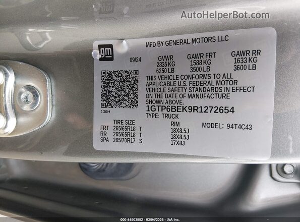1GTP6BEK9R1272654 2024 GMC CANYON Silver Շարժիչի բաժամունքի տեսք