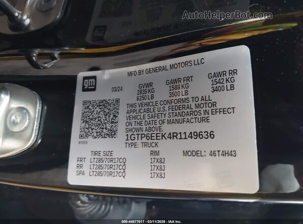 1GTP6EEK4R1149636 2024 GMC CANYON Black Շարժիչի բաժամունքի տեսք