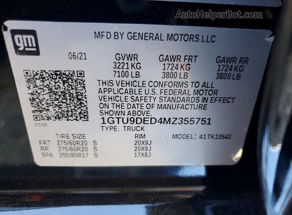 1GTU9DED4MZ355751 2021 GMC SIERRA Black Engine compartment view