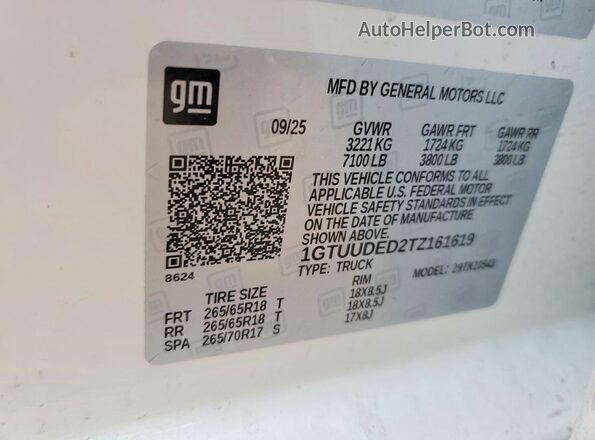 1GTUUDED2TZ161619 2026 GMC SIERRA White 