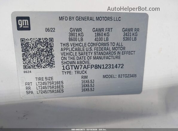 1GTW7AFP8N1231472 2022 GMC SAVANA CARGO White Widok komory silnika