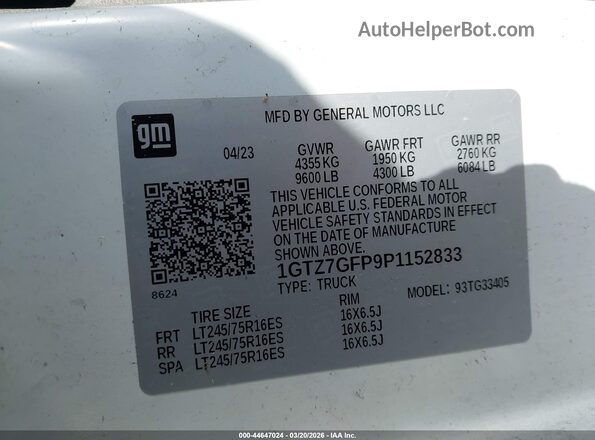 1GTZ7GFP9P1152833 2023 GMC SAVANA CARGO White Widok komory silnika