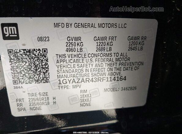 1GYAZAR43RF114164 2024 CADILLAC XT4 Black 