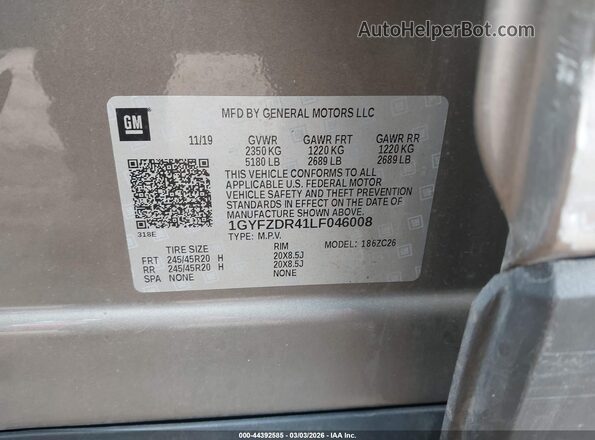 1GYFZDR41LF046008 2020 CADILLAC XT4 Gold Շարժիչի բաժամունքի տեսք