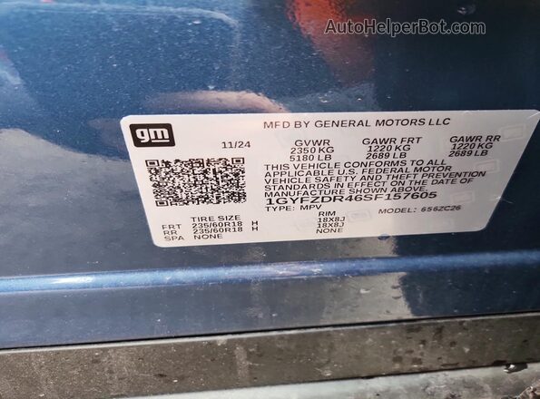 1GYFZDR46SF157605 2025 CADILLAC XT4 Blue Vista interior de 360 grados