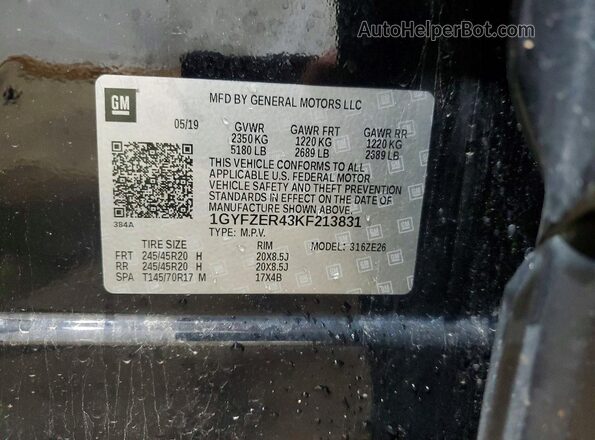 1GYFZER43KF213831 2019 CADILLAC XT4 Black VIN կոդի պիտակի տեսք