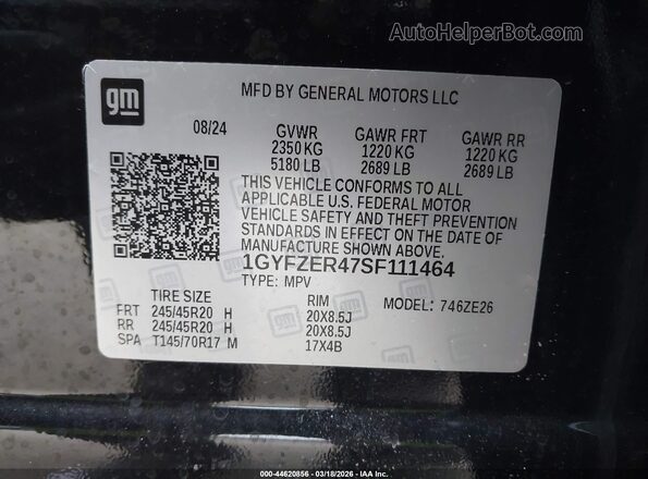 1GYFZER47SF111464 2025 CADILLAC XT4 Black Vista del compartimento del motor