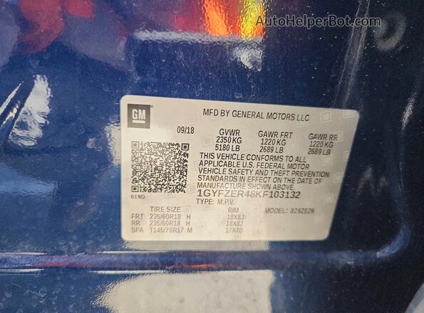 1GYFZER48KF103132 2019 CADILLAC XT4 Blue 
